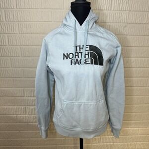 The North Face Women Light Blue Logo Hoodie Sweatshirt Sz S Hooded Loungewear